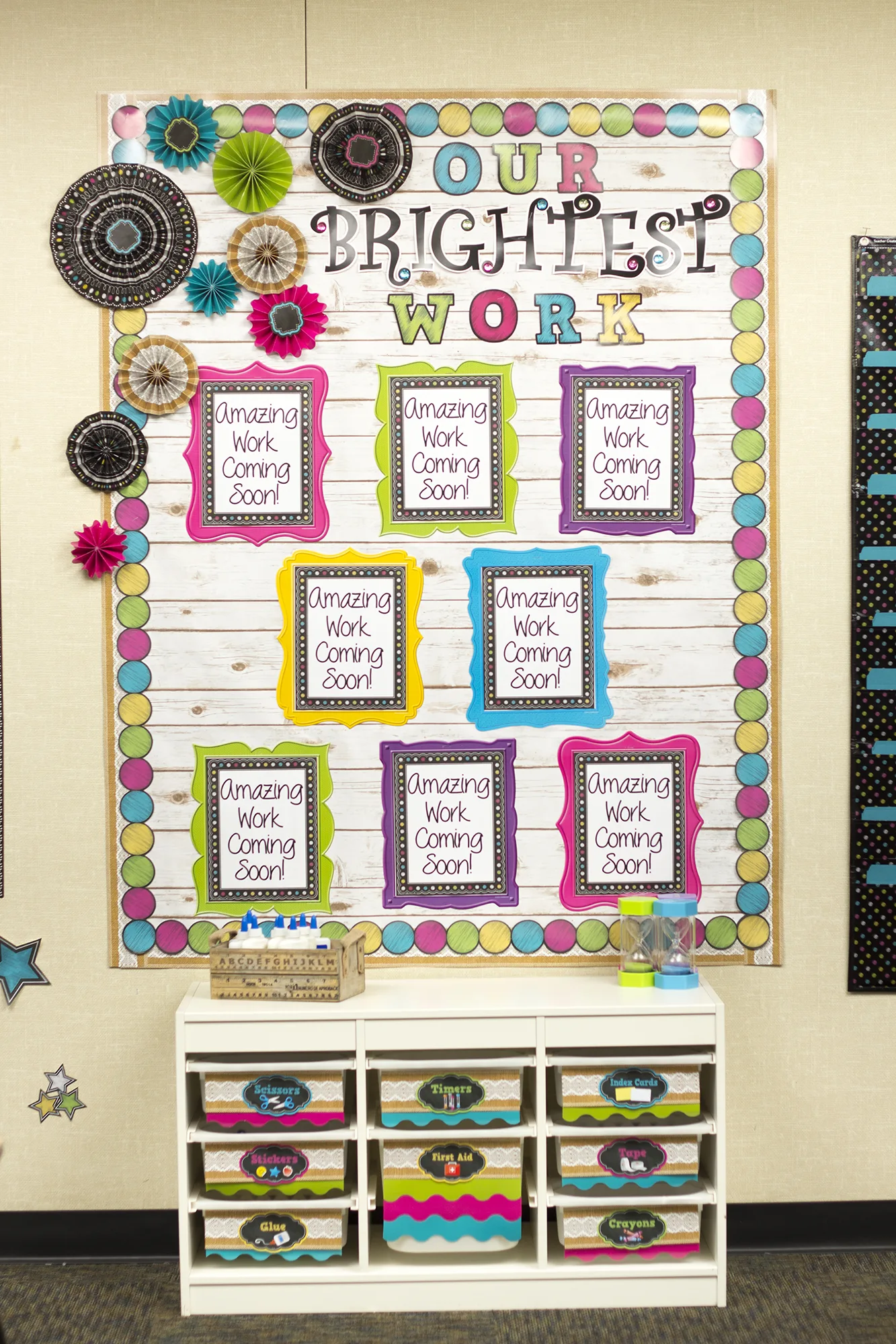 Chalkboard Brights Circles Die-Cut Border Trim - Image 2