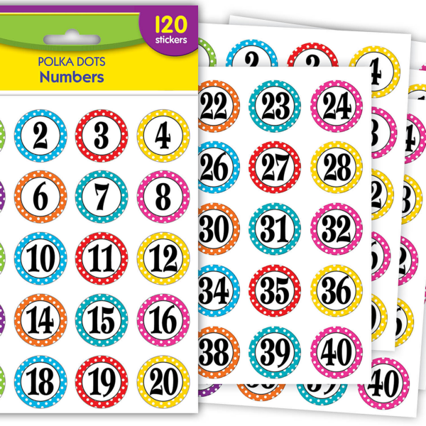 Polka Dots Numbers Stickers