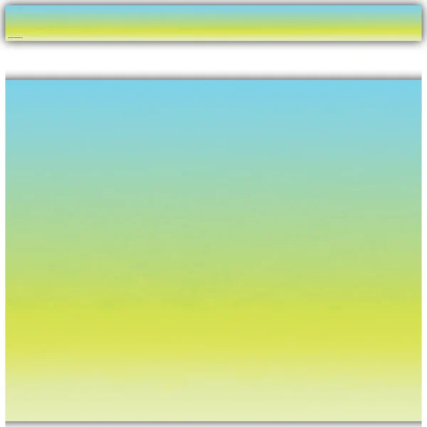 Aqua and Lime Color Wash Straight Border Trim