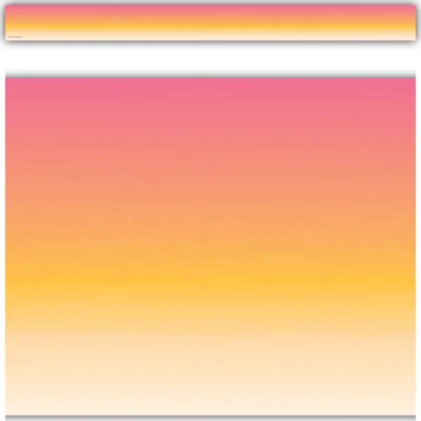 Pink and Orange Color Wash Straight Border Trim