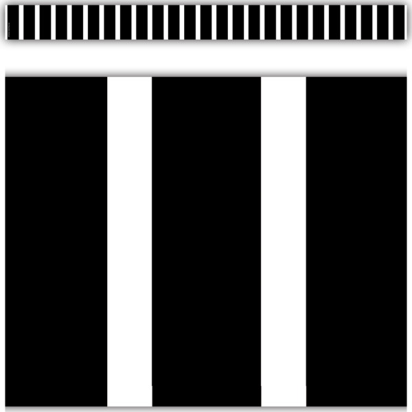 Black and White Vertical Stripes Straight Border Trim