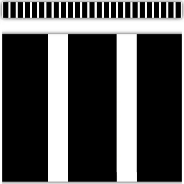Black and White Vertical Stripes Straight Border Trim