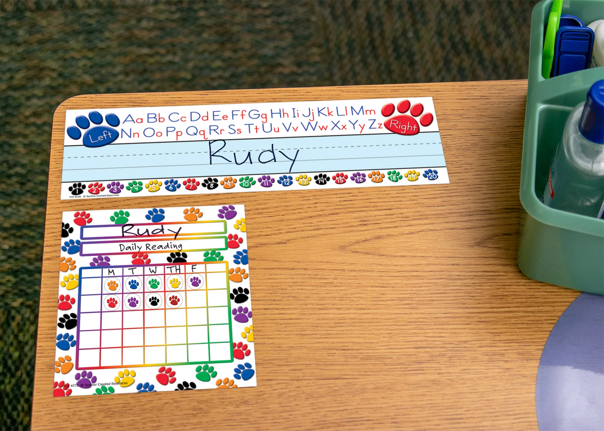 Paw Prints Left/Right Alphabet Flat Name Plates - Image 2