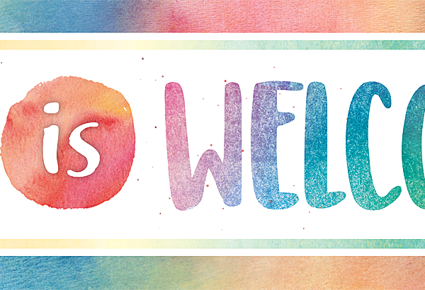 Watercolor Everyone is Welcome Here Banner
