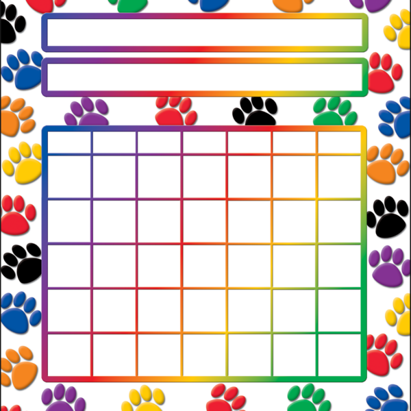 Colorful Paw Prints Incentive Charts