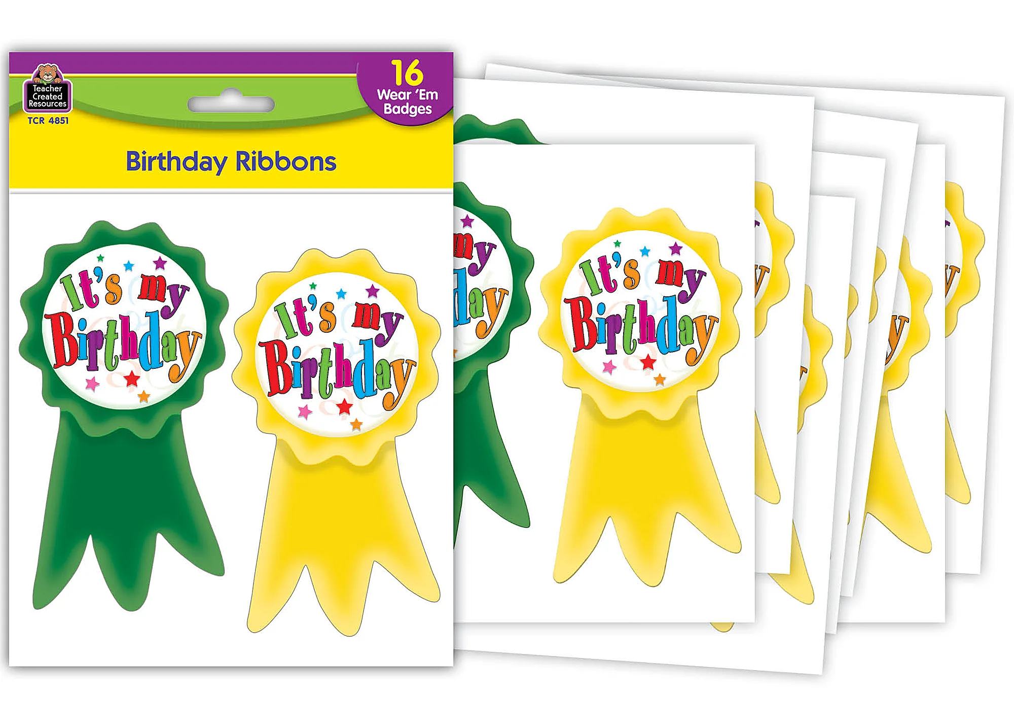 Birthday Ribbons Wear 'Em Badg