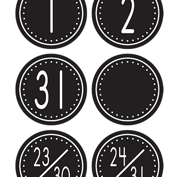 Black & White Crazy Circles Calendar Days