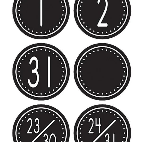 Black & White Crazy Circles Calendar Days