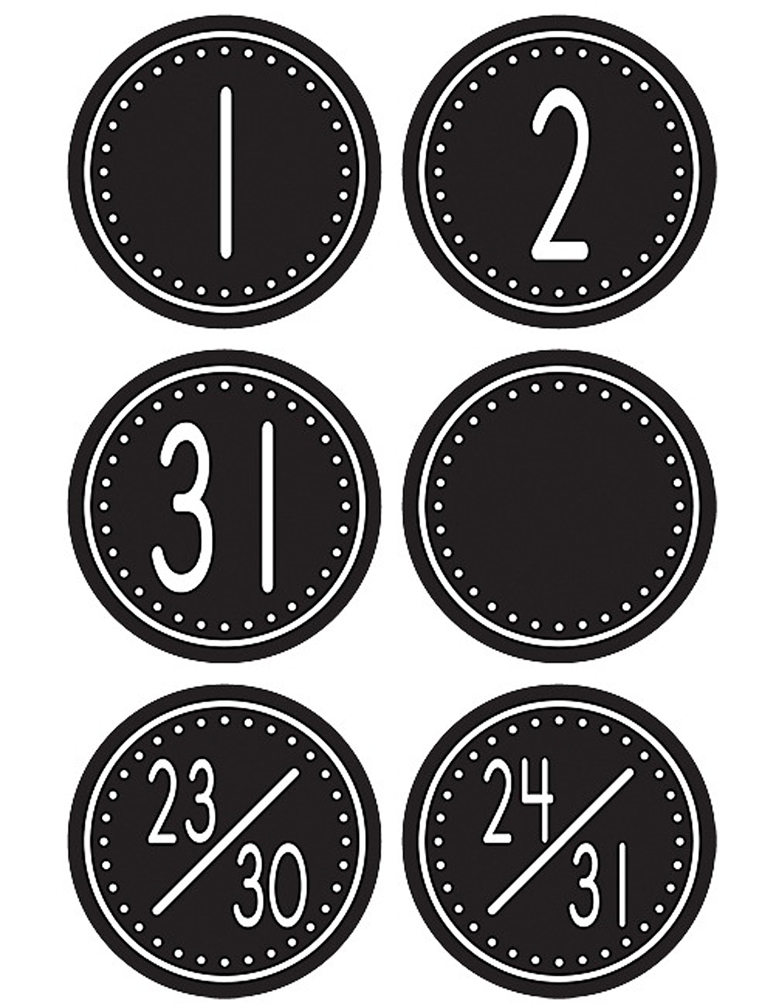 Black & White Crazy Circles Calendar Days