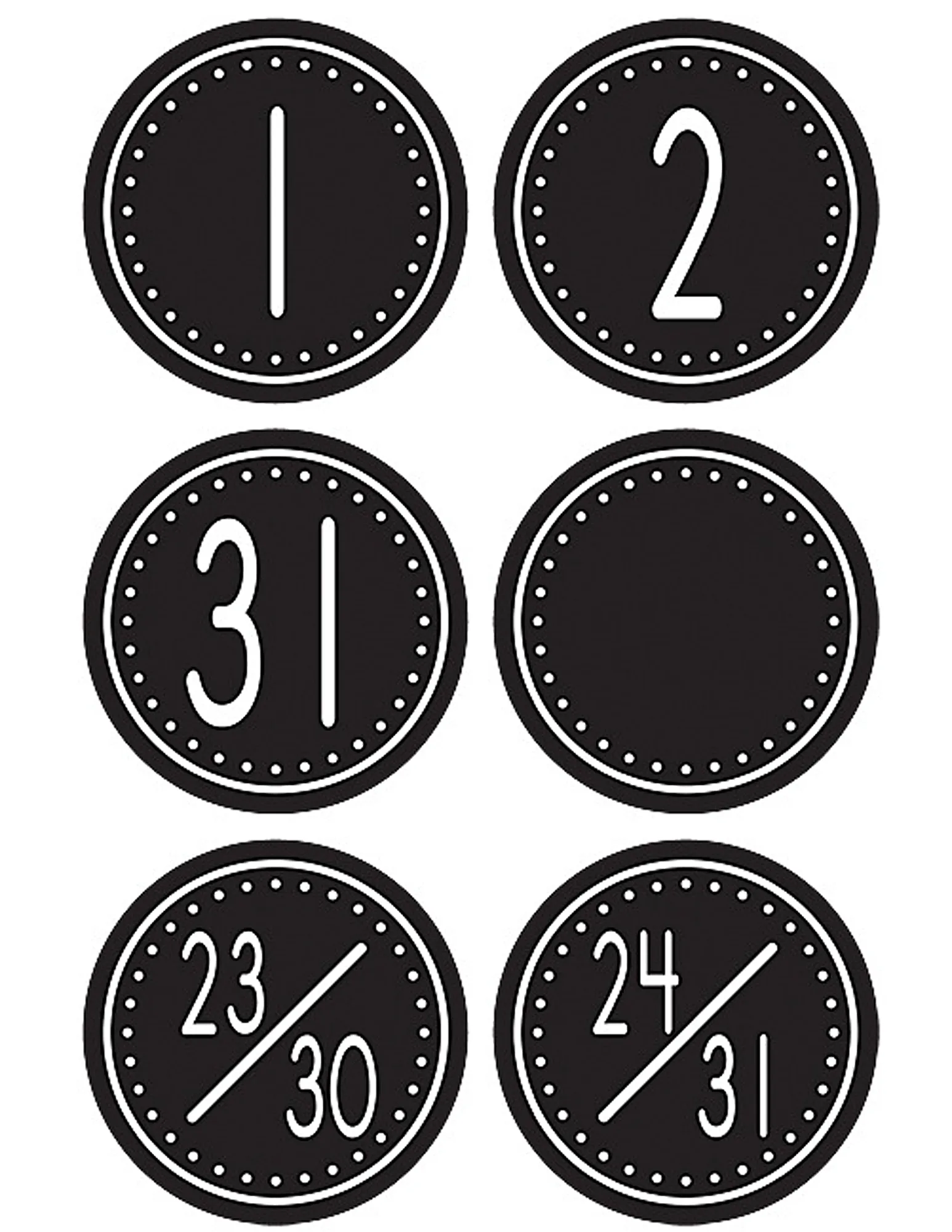 Black & White Crazy Circles Calendar Days
