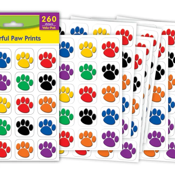 Colorful Paw Prints Stickers Valu-Pak