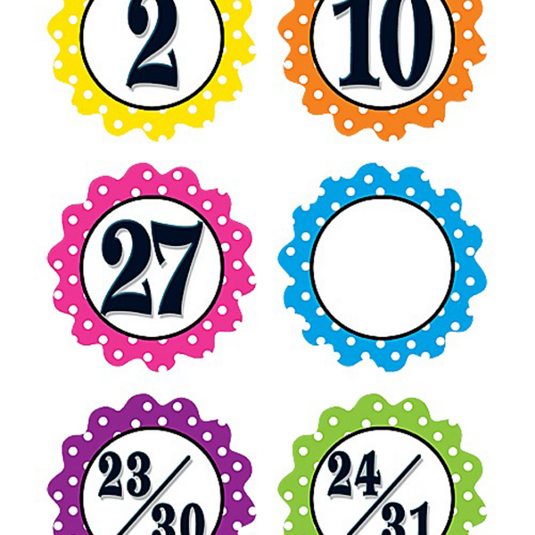 Polka Dot Flowers Calendar Days