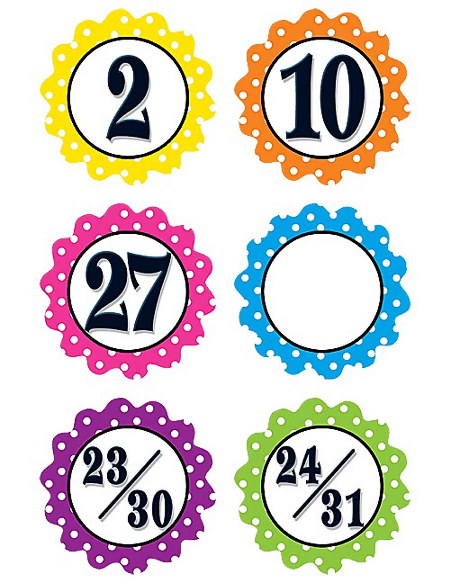 Polka Dot Flowers Calendar Days