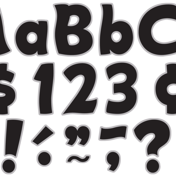 Black & Silver Funtastic 4" Letters Combo Pack