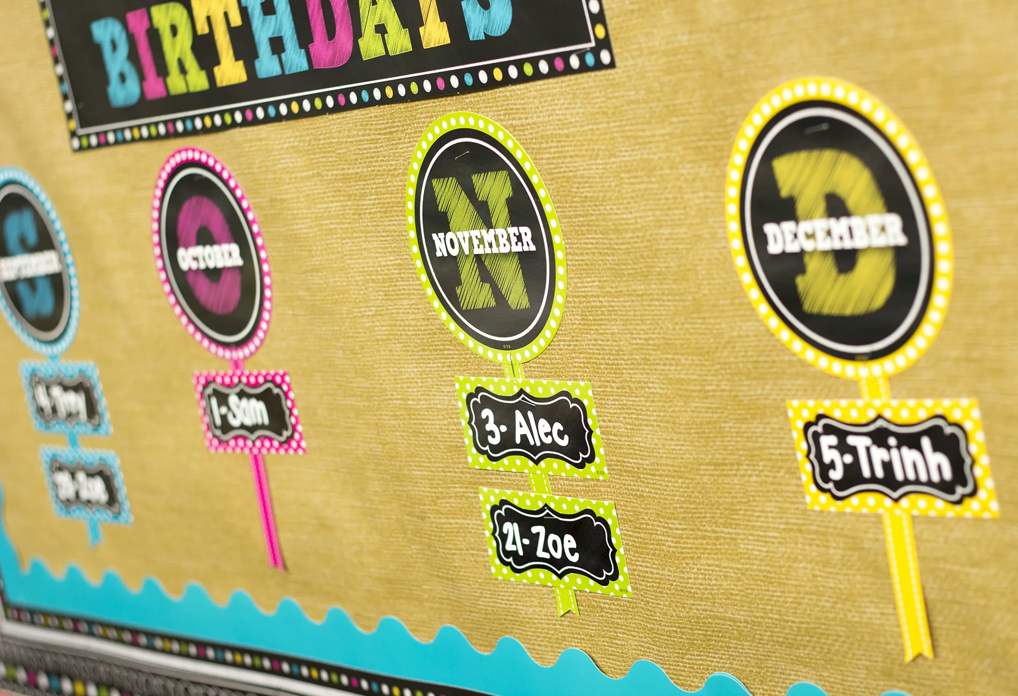 Chalkboard Brights Our Class Birthdays Mini Bulletin Board - Image 2