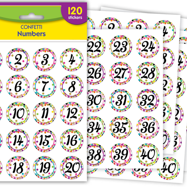 Confetti Numbers Stickers