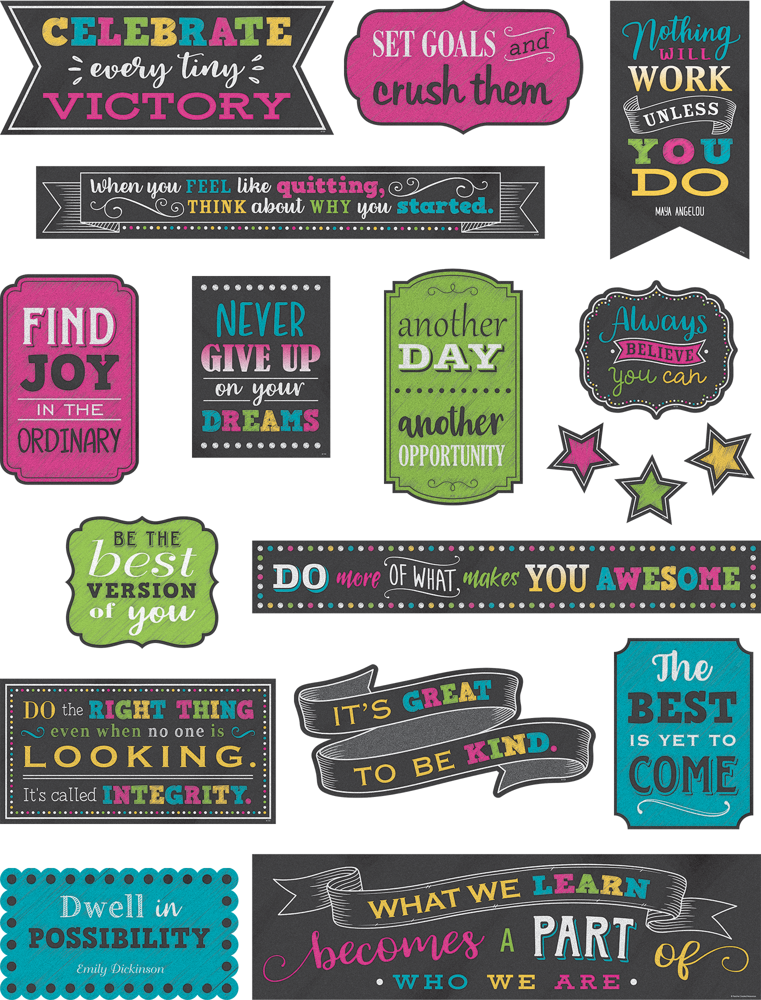 Chalkboard Brights Positive Sayings Mini Bulletin Board