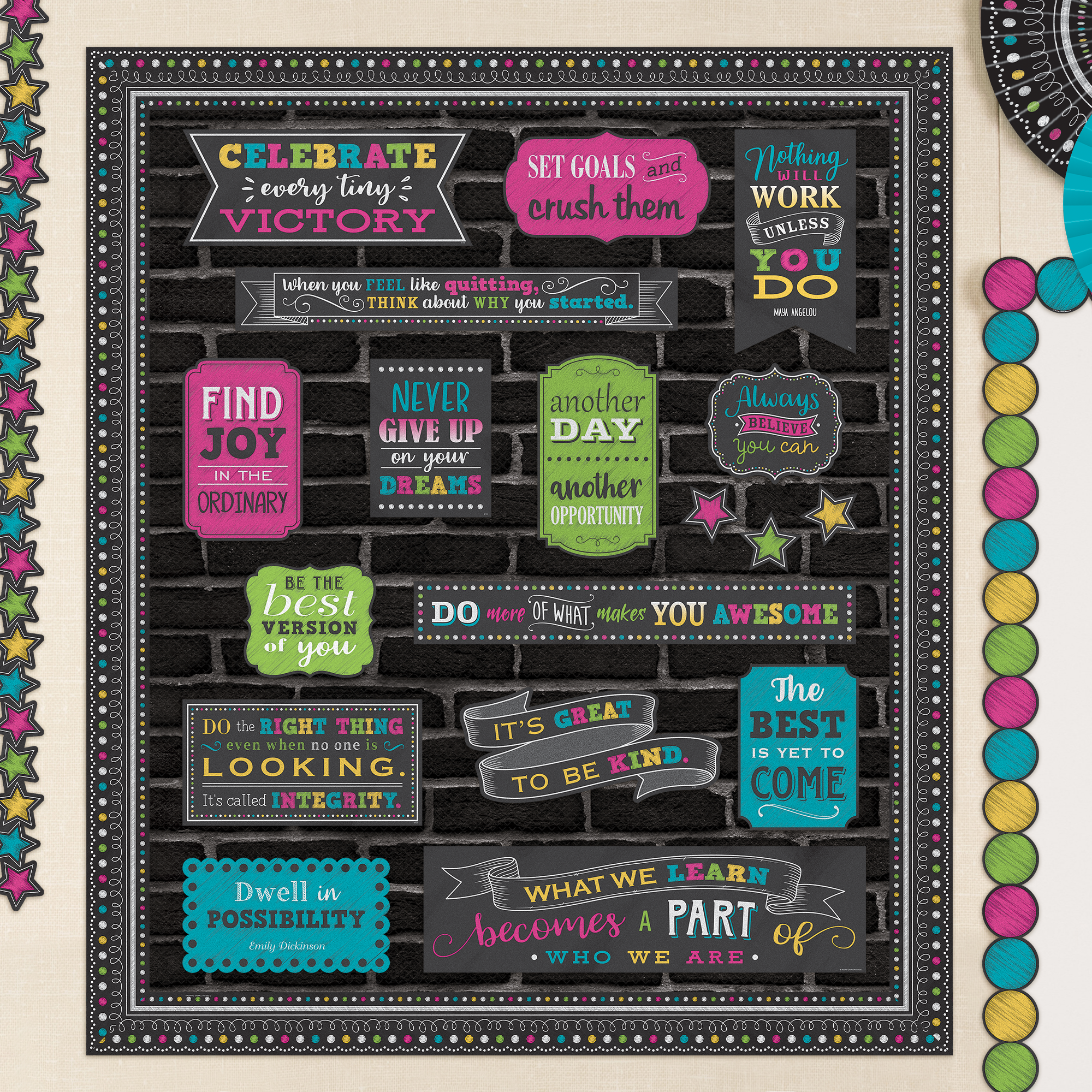 Chalkboard Brights Positive Sayings Mini Bulletin Board - Image 2