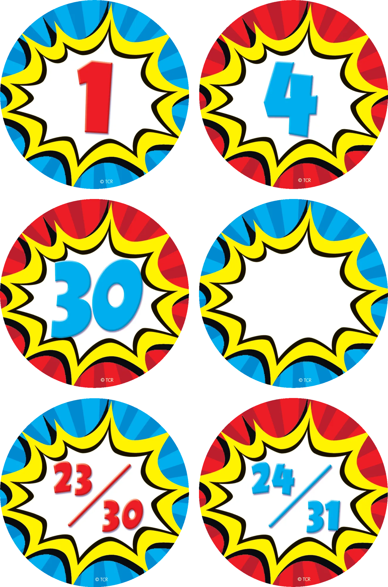 Superhero Calendar Days