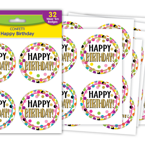 Confetti Happy Birthday Wear 'Em Badg