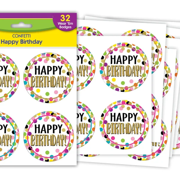 Confetti Happy Birthday Wear 'Em Badg