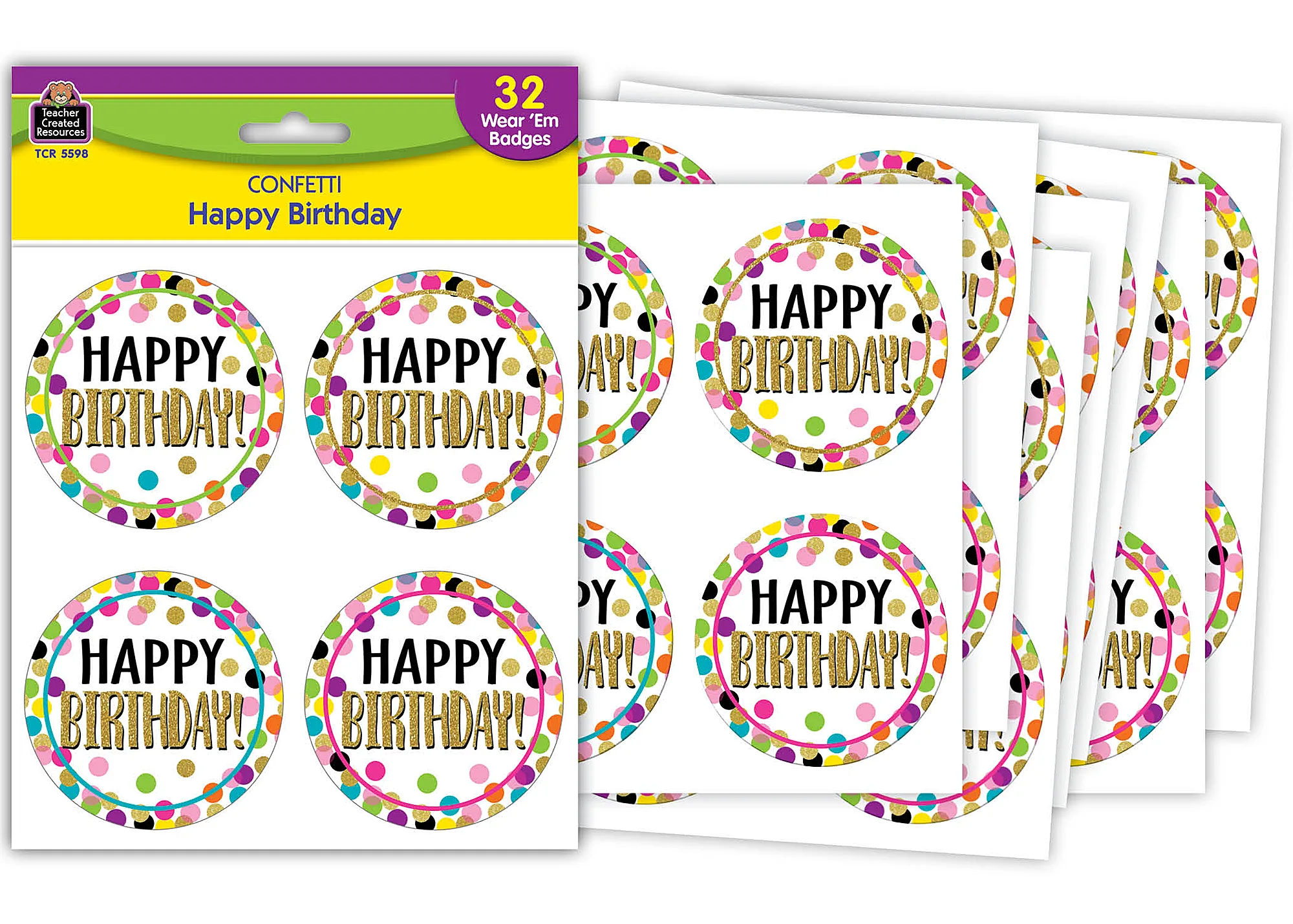 Confetti Happy Birthday Wear 'Em Badg