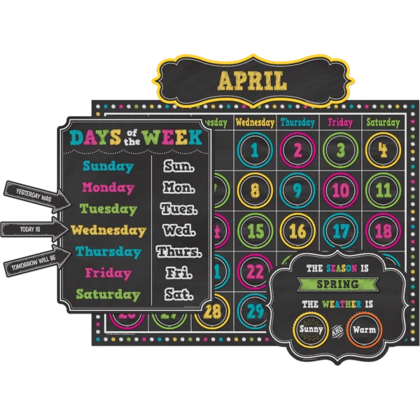 Chalkboard Brights Calendar Bulletin Board