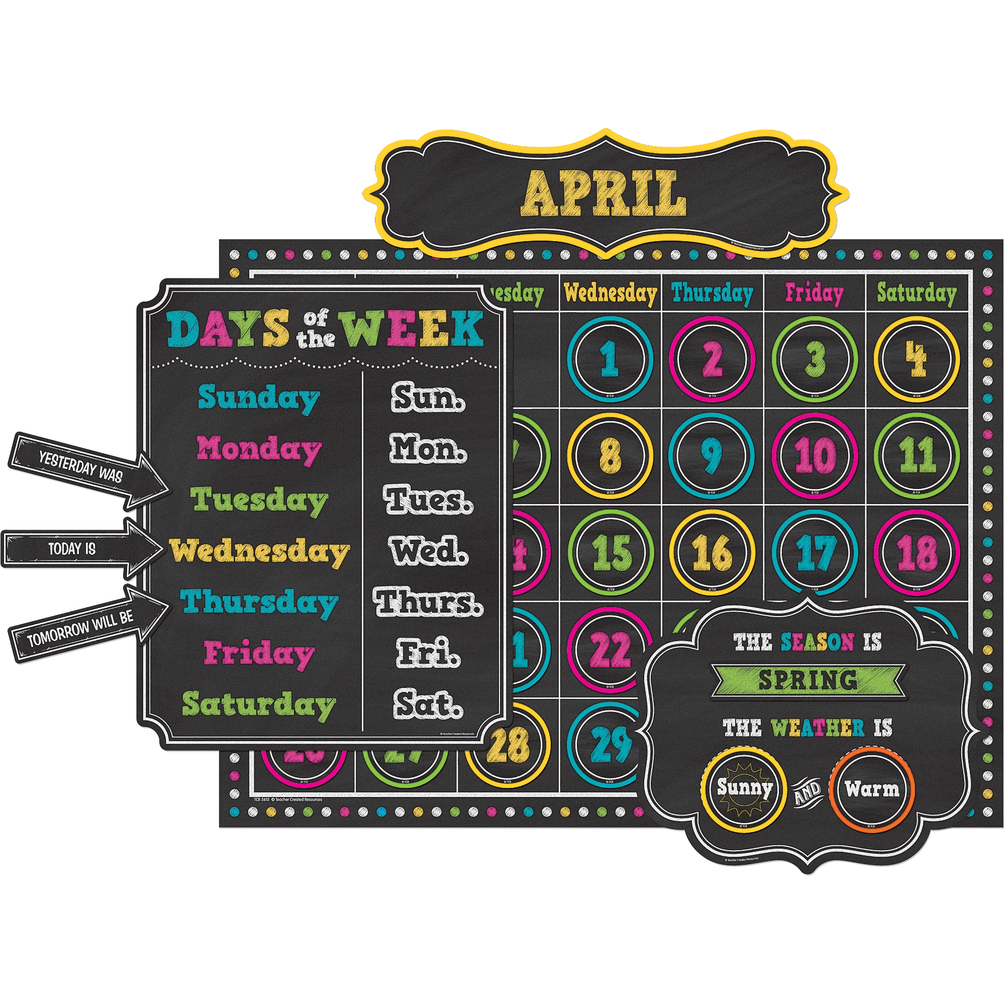 Chalkboard Brights Calendar Bulletin Board