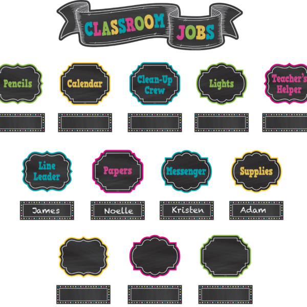Chalkboard Brights Classroom Jobs Mini Bulletin Board