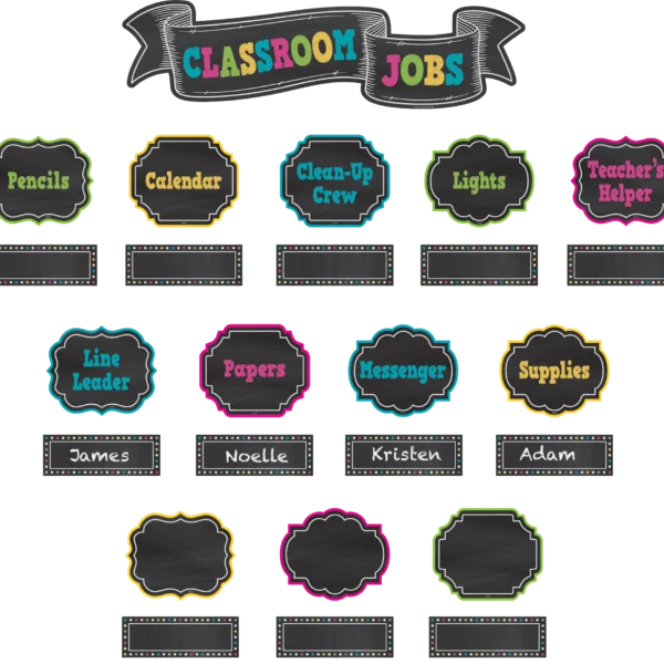 Chalkboard Brights Classroom Jobs Mini Bulletin Board