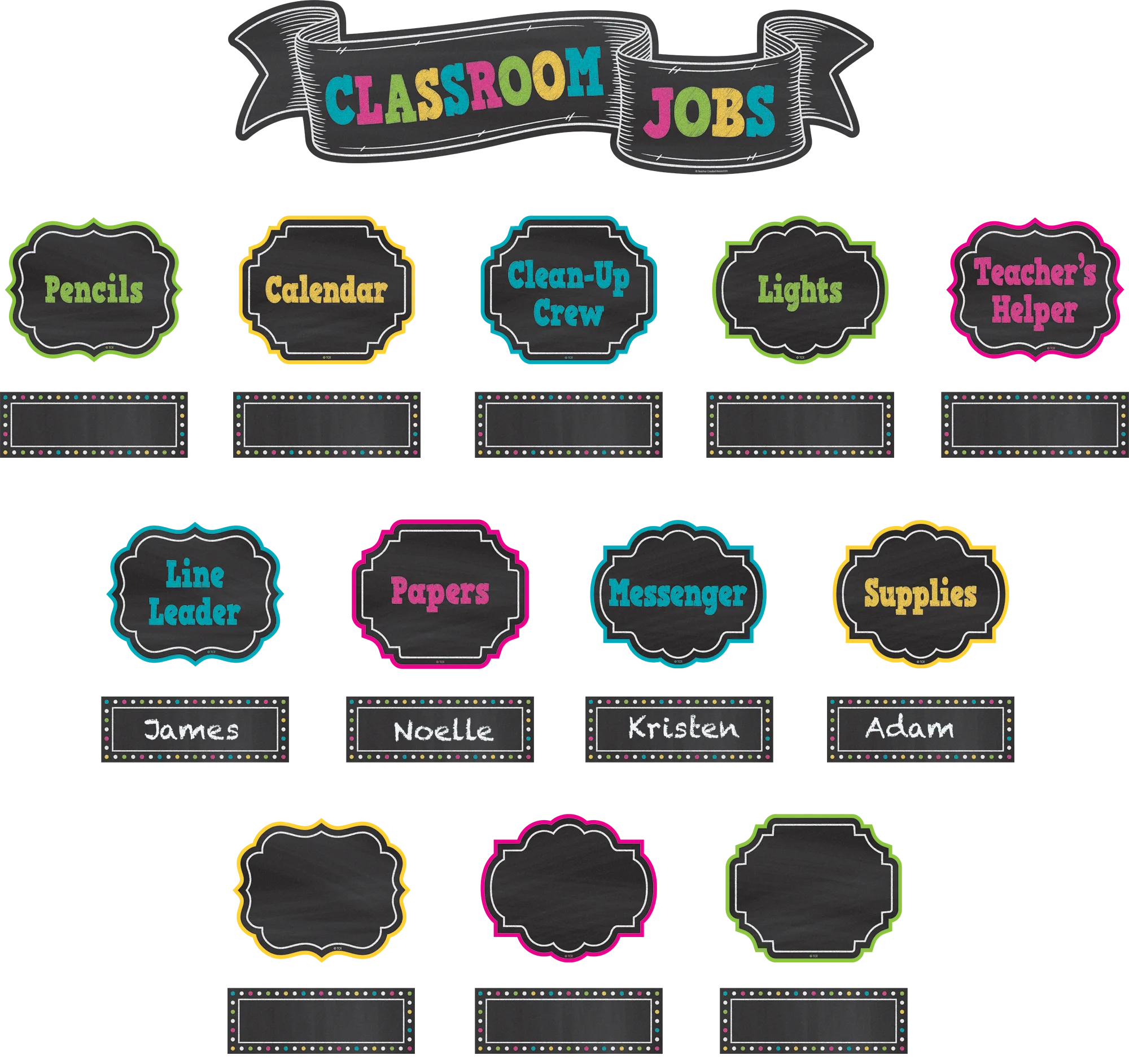 Chalkboard Brights Classroom Jobs Mini Bulletin Board
