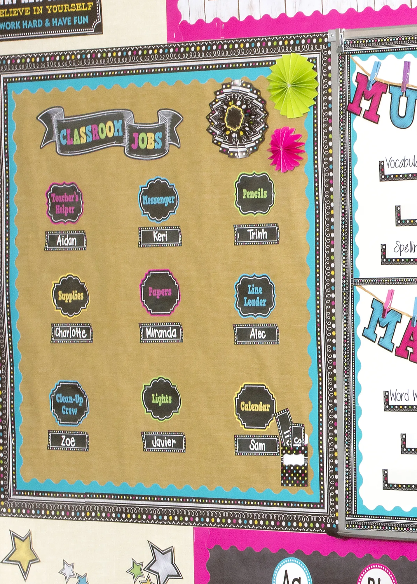 Chalkboard Brights Classroom Jobs Mini Bulletin Board - Image 2
