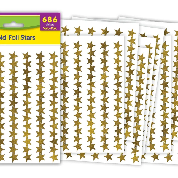 Gold Foil Stars Stickers Valu-Pak