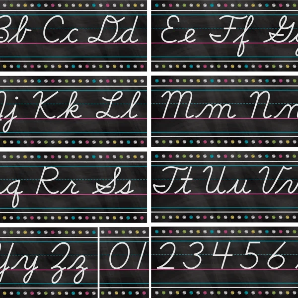 Chalkboard Brights Cursive Writing Bulletin Board