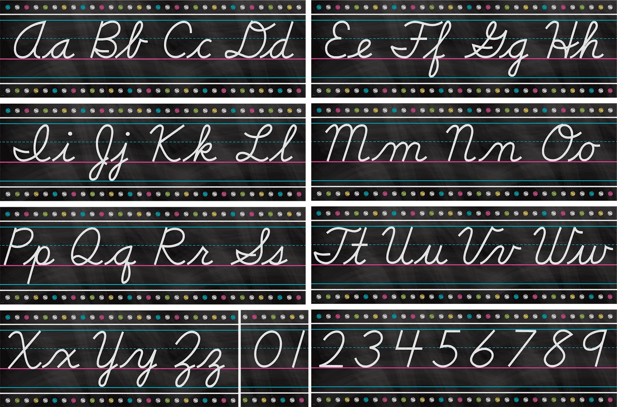 Chalkboard Brights Cursive Writing Bulletin Board