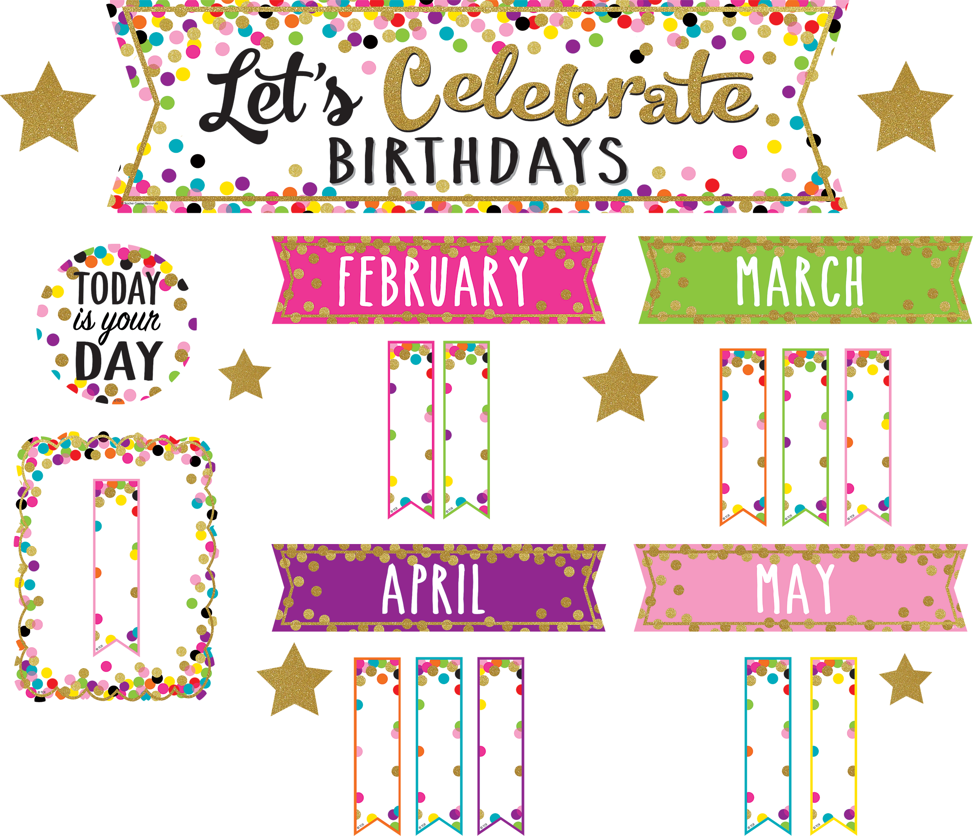 Confetti Let's Celebrate Birthdays Mini Bulletin Boa
