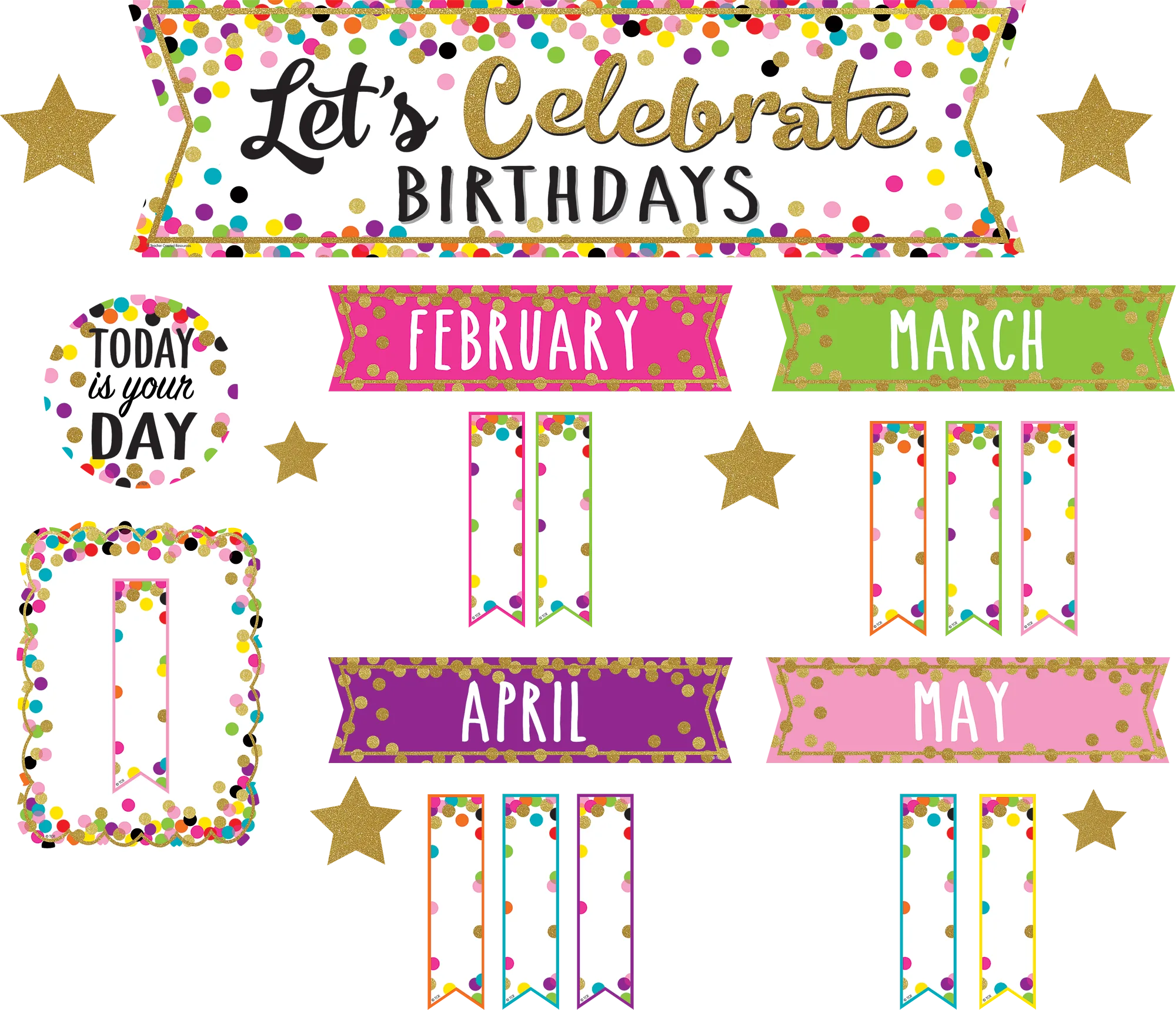Confetti Let's Celebrate Birthdays Mini Bulletin Boa
