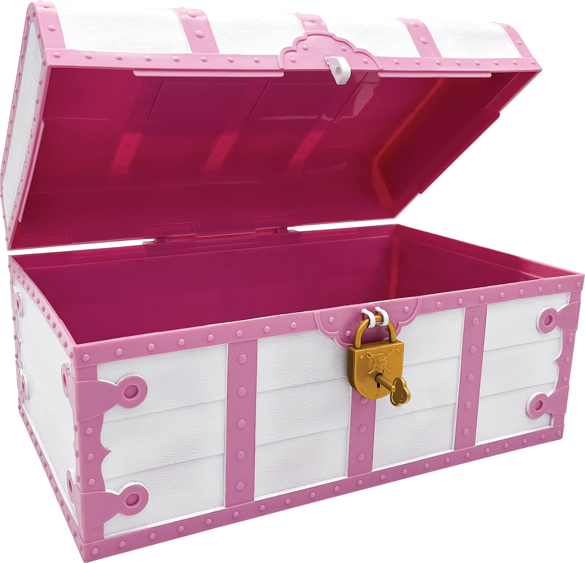 Pink and White Treasure Chest with Lock and Key