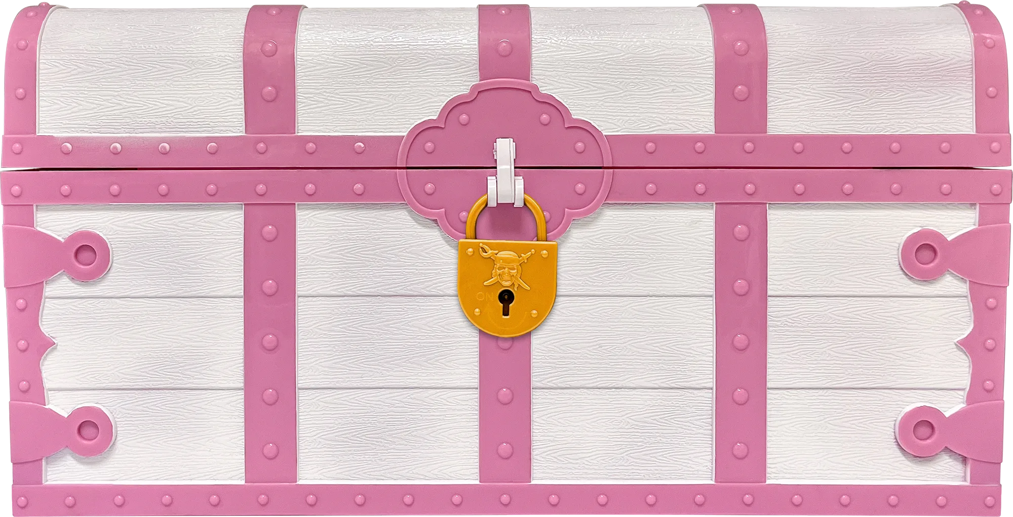 Pink and White Treasure Chest with Lock and Key - Image 2