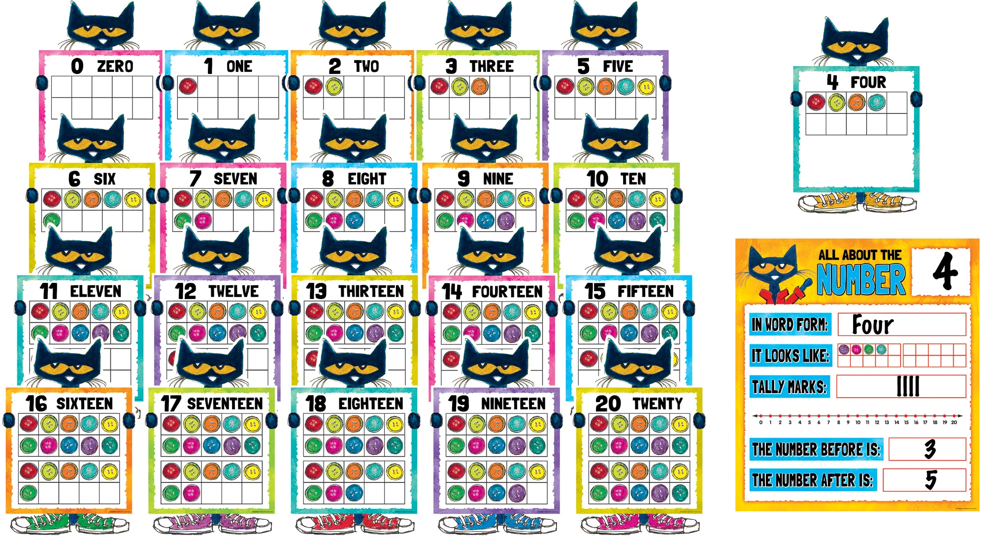 Pete the Cat Numbers 0-20 Bulletin Bo