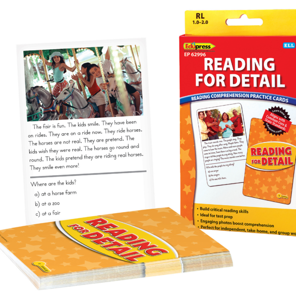 Reading Comprehension Practice Cards: Reading for Detail (Yellow Level)