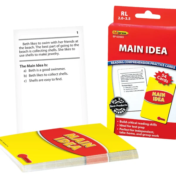 Reading Comprehension Practice Cards: Main Idea (Red Level)