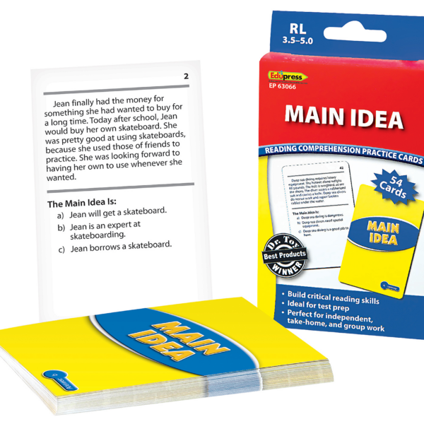 Reading Comprehension Practice Cards: Main Idea (Blue Level)