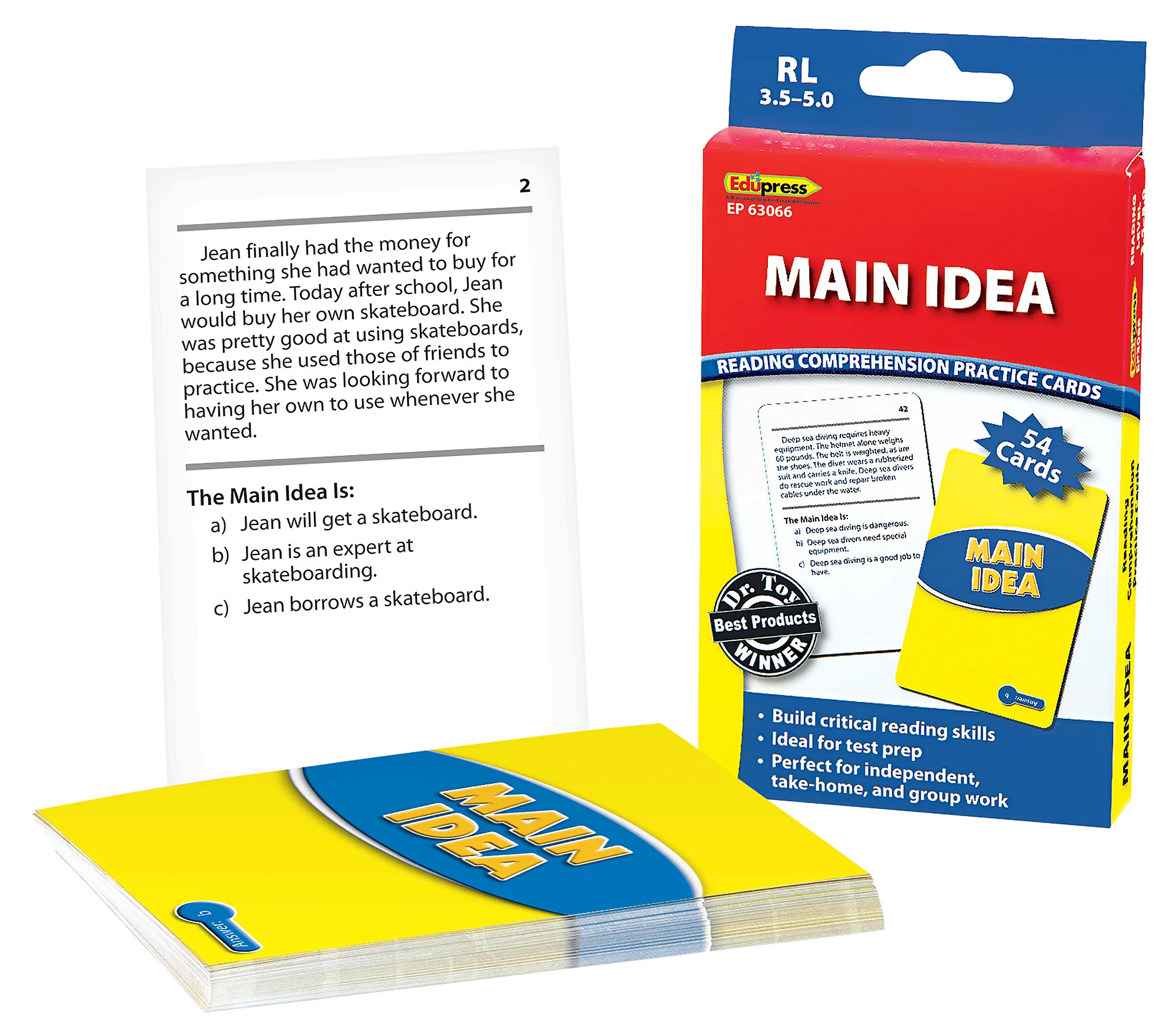Reading Comprehension Practice Cards: Main Idea (Blue Level)
