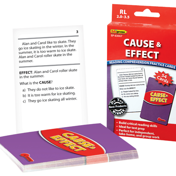 Reading Comprehension Practice Cards: Cause & Effect (Red Level)