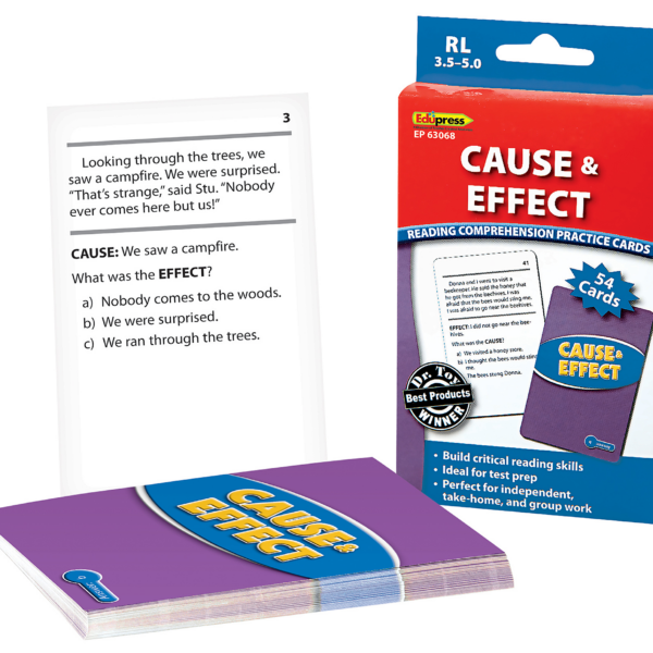 Reading Comprehension Practice Cards: Cause & Effect (Blue Level)