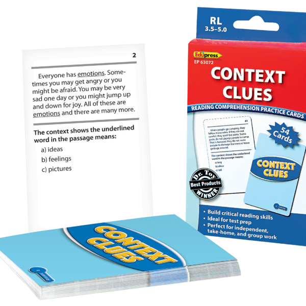 Reading Comprehension Practice Cards: Context Clues (Blue Level)