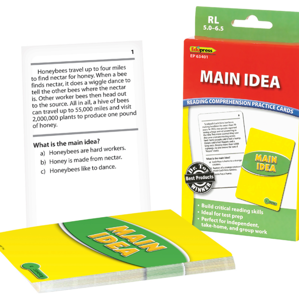 Reading Comprehension Practice Cards: Main Idea (Green Level)