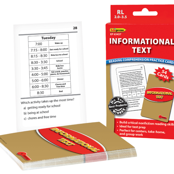Reading Comprehension Practice Cards: Informational Text (Red Level)