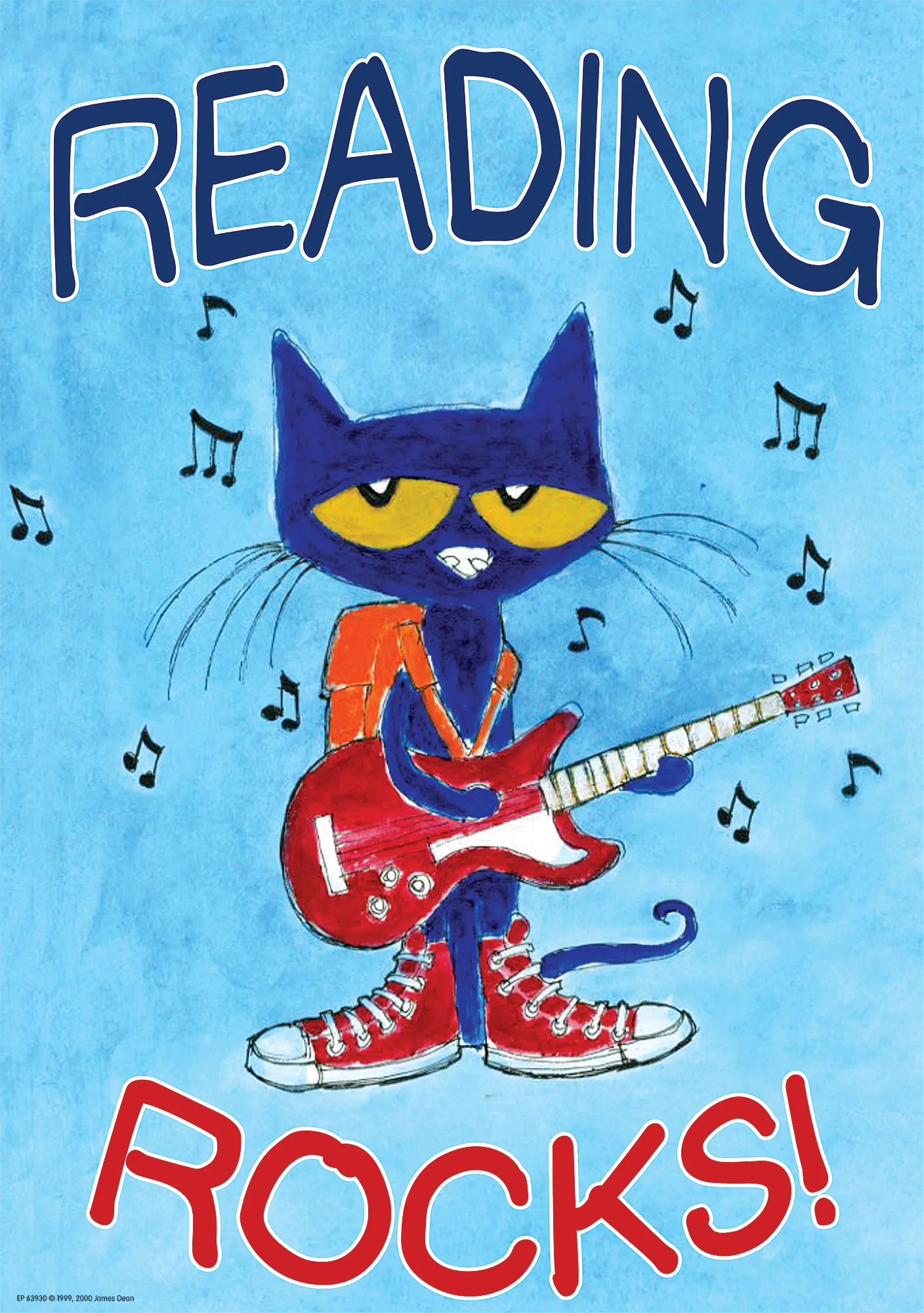 Pete the Cat Reading Rocks Positive Poste